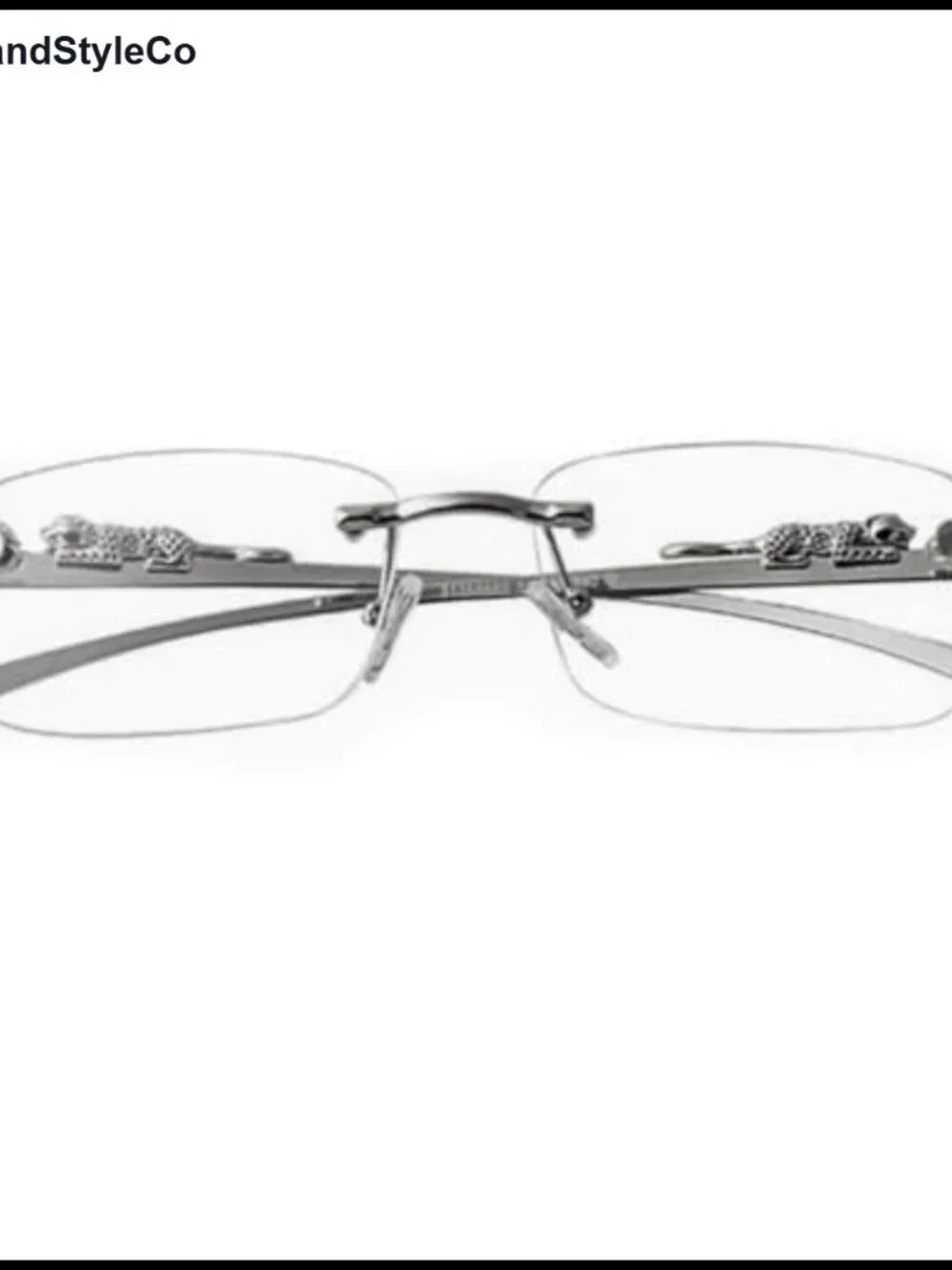Vintage Rimless Square Glasses Unisex Retro 90s Hip Hop Clear Lens Silver Frame